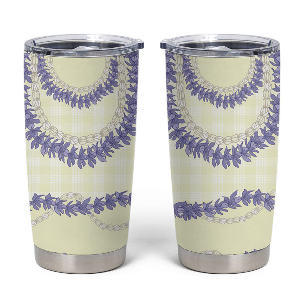 Hawaii Honohono Palaka Motifs Tumbler Cup Hawaiian Orchid Lei