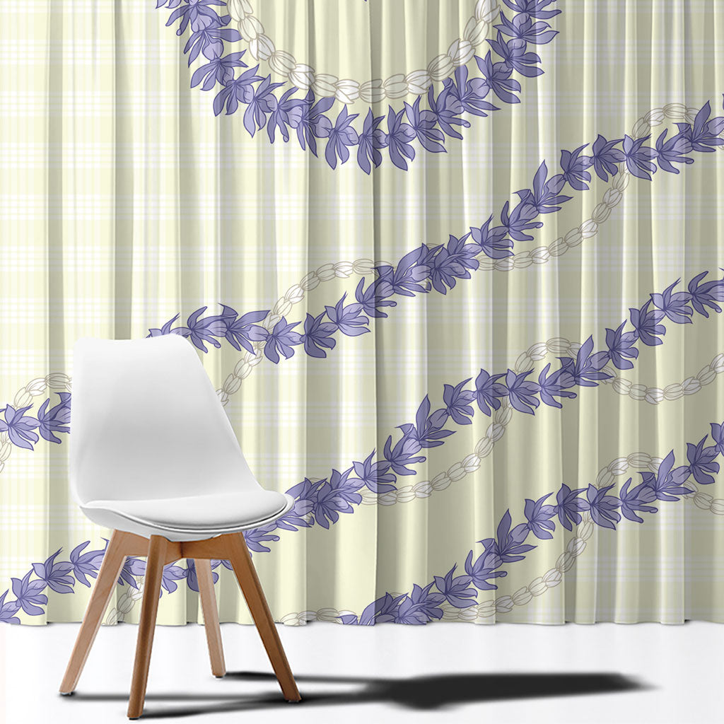 Hawaii Honohono Palaka Motifs Window Curtain Hawaiian Orchid Lei