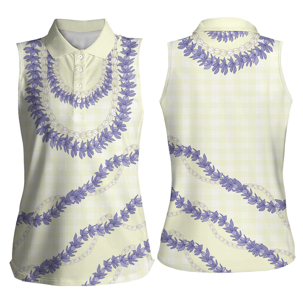Hawaii Honohono Palaka Motifs Women Sleeveless Polo Shirt Hawaiian Orchid Lei LT14 - Polynesian Pride