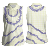 Hawaii Honohono Palaka Motifs Women Sleeveless Polo Shirt Hawaiian Orchid Lei LT14 - Polynesian Pride