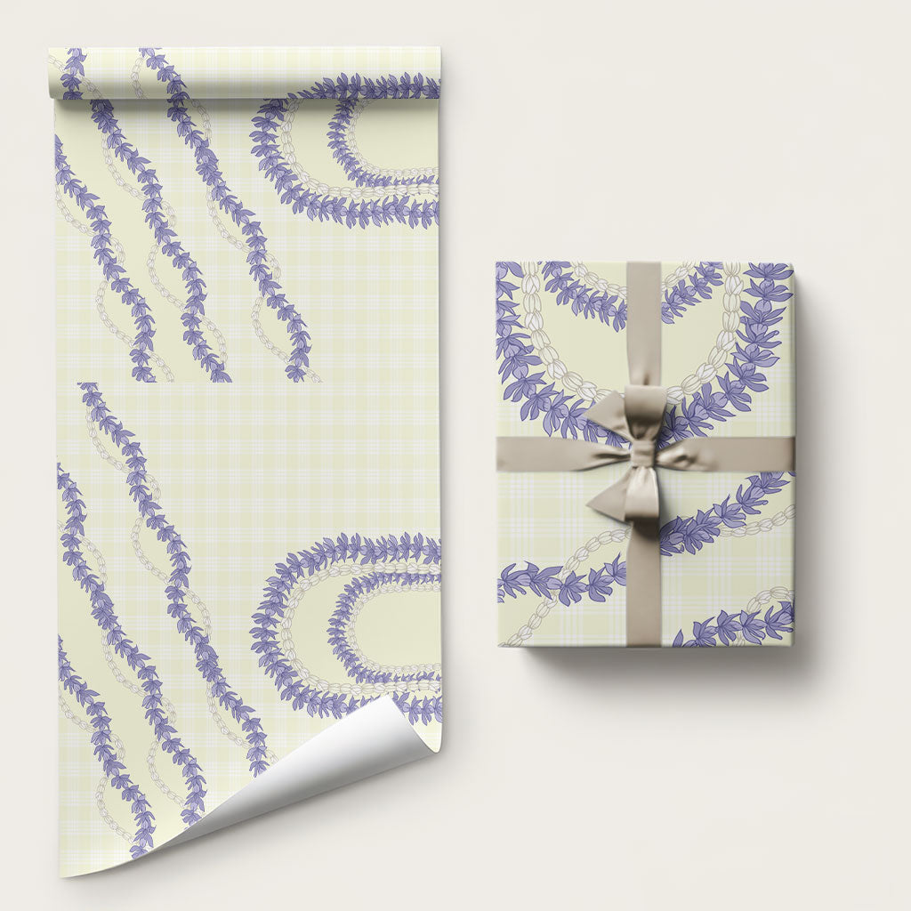 Hawaii Honohono Palaka Motifs Wrapping Paper Hawaiian Orchid Lei
