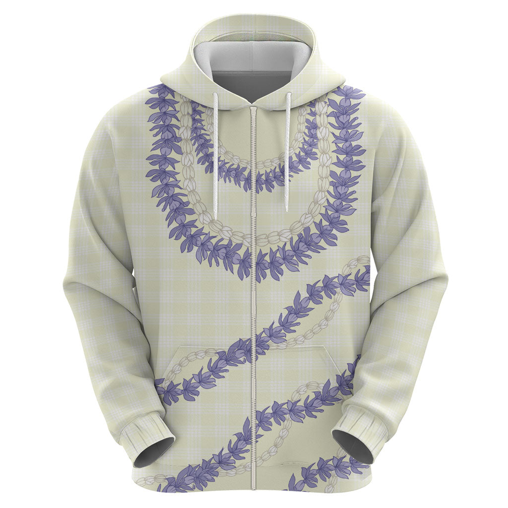 Hawaii Honohono Palaka Motifs Zip Hoodie Hawaiian Orchid Lei