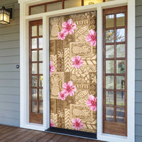 Beige Hawaii Hibiscus With Tropical Flowers Motifs Door Cover LT14 - Polynesian Pride