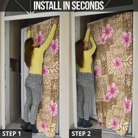 Beige Hawaii Hibiscus With Tropical Flowers Motifs Door Cover LT14 - Polynesian Pride