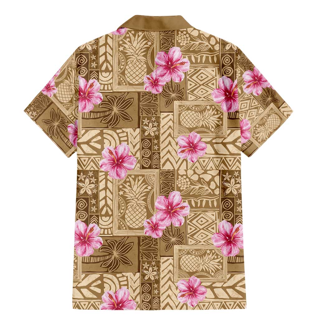 Beige Hawaii Hibiscus With Tropical Flowers Motifs Family Matching Mermaid Dress and Hawaiian Shirt LT14 - Polynesian Pride