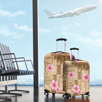 Beige Hawaii Hibiscus With Tropical Flowers Motifs Luggage Cover LT14 - Polynesian Pride