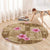 Beige Hawaii Hibiscus With Tropical Flowers Motifs Round Carpet - Polynesian Pride