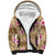 Beige Hawaii Hibiscus With Tropical Flowers Motifs Sherpa Hoodie - Polynesian Pride