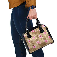 Beige Hawaii Hibiscus With Tropical Flowers Motifs Shoulder Handbag - Polynesian Pride