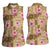 Beige Hawaii Hibiscus With Tropical Flowers Motifs Women Sleeveless Polo Shirt - Polynesian Pride