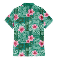 Cyan Hawaii Hibiscus With Tropical Flowers Motifs Family Matching Mermaid Dress and Hawaiian Shirt LT14 - Polynesian Pride