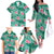 Cyan Hawaii Hibiscus With Tropical Flowers Motifs Family Matching Off The Shoulder Long Sleeve Dress and Hawaiian Shirt - Polynesian Pride