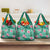 Cyan Hawaii Hibiscus With Tropical Flowers Motifs Grocery Bag - Polynesian Pride