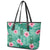 Cyan Hawaii Hibiscus With Tropical Flowers Motifs Leather Tote Bag - Polynesian Pride