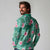 Cyan Hawaii Hibiscus With Tropical Flowers Motifs Long Sleeve Polo Shirt - Polynesian Pride