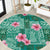 Cyan Hawaii Hibiscus With Tropical Flowers Motifs Round Carpet - Polynesian Pride