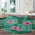 Cyan Hawaii Hibiscus With Tropical Flowers Motifs Round Carpet - Polynesian Pride