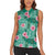 Cyan Hawaii Hibiscus With Tropical Flowers Motifs Women Sleeveless Polo Shirt - Polynesian Pride