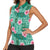 Cyan Hawaii Hibiscus With Tropical Flowers Motifs Women Sleeveless Polo Shirt - Polynesian Pride