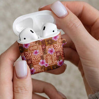 Orange Hawaii Hibiscus With Tropical Flowers Motifs AirPods Case - Polynesian Pride