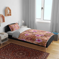 Orange Hawaii Hibiscus With Tropical Flowers Motifs Bedding Set - Polynesian Pride