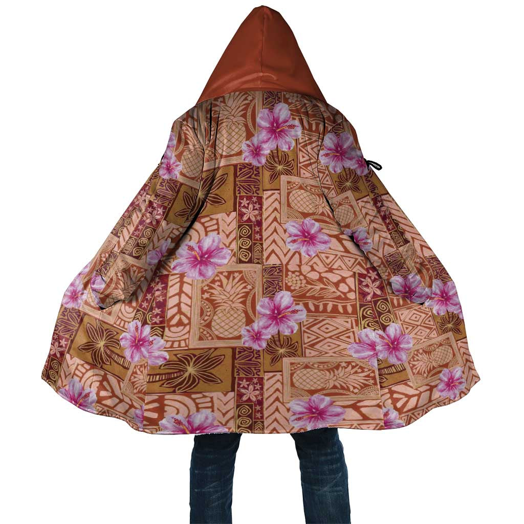 Orange Hawaii Hibiscus With Tropical Flowers Motifs Cloak - Polynesian Pride