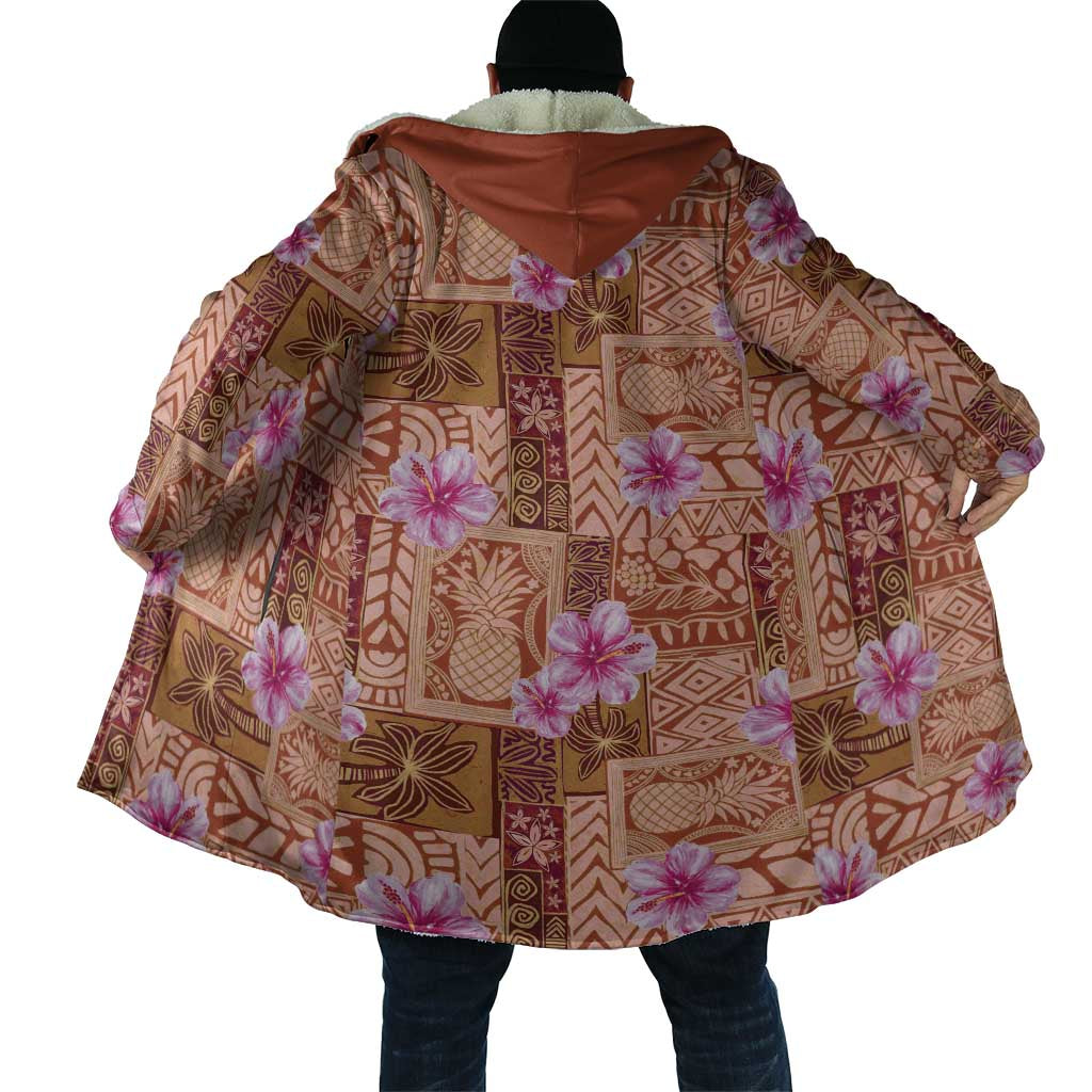Orange Hawaii Hibiscus With Tropical Flowers Motifs Cloak LT14 - Polynesian Pride