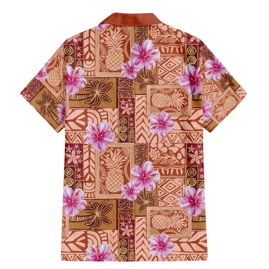 Orange Hawaii Hibiscus With Tropical Flowers Motifs Family Matching Mermaid Dress and Hawaiian Shirt LT14 - Polynesian Pride