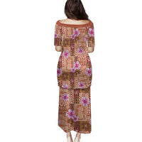 Orange Hawaii Hibiscus With Tropical Flowers Motifs Family Matching Puletasi and Hawaiian Shirt LT14 - Polynesian Pride