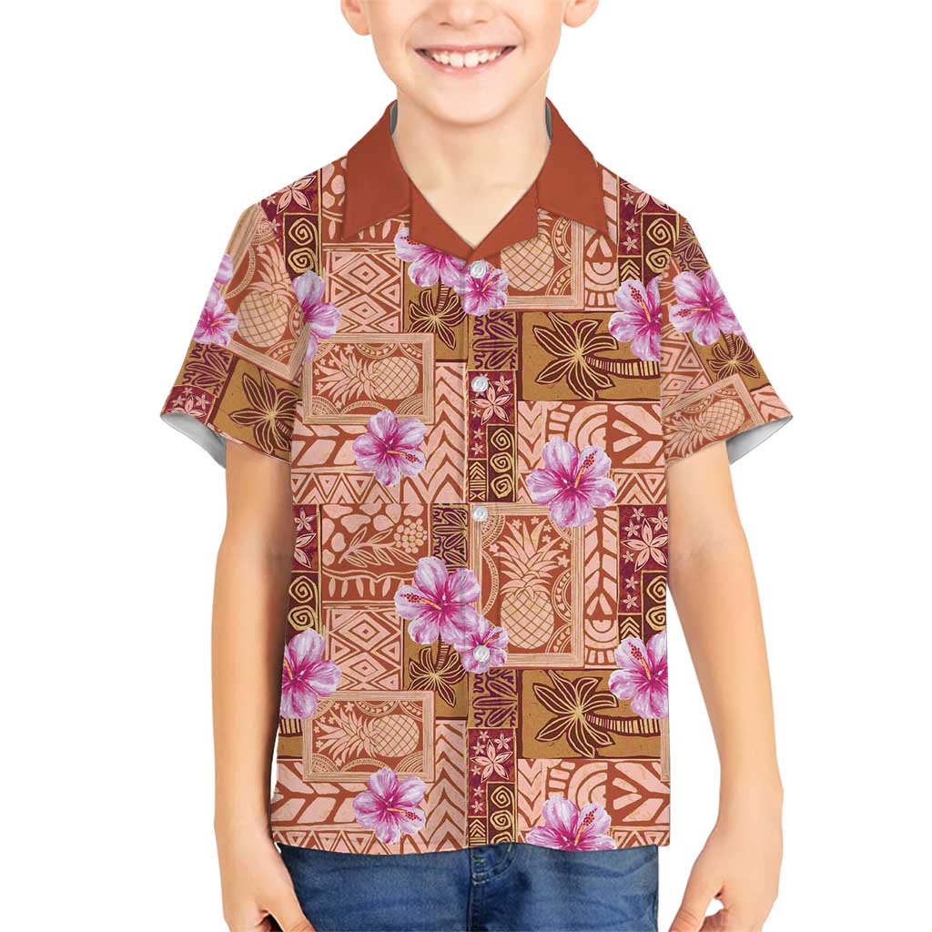 Orange Hawaii Hibiscus With Tropical Flowers Motifs Family Matching Summer Maxi Dress and Hawaiian Shirt LT14 Son's Shirt Orange - Polynesian Pride