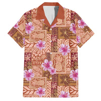 Orange Hawaii Hibiscus With Tropical Flowers Motifs Family Matching Tank Maxi Dress and Hawaiian Shirt LT14 Dad's Shirt - Short Sleeve Orange - Polynesian Pride
