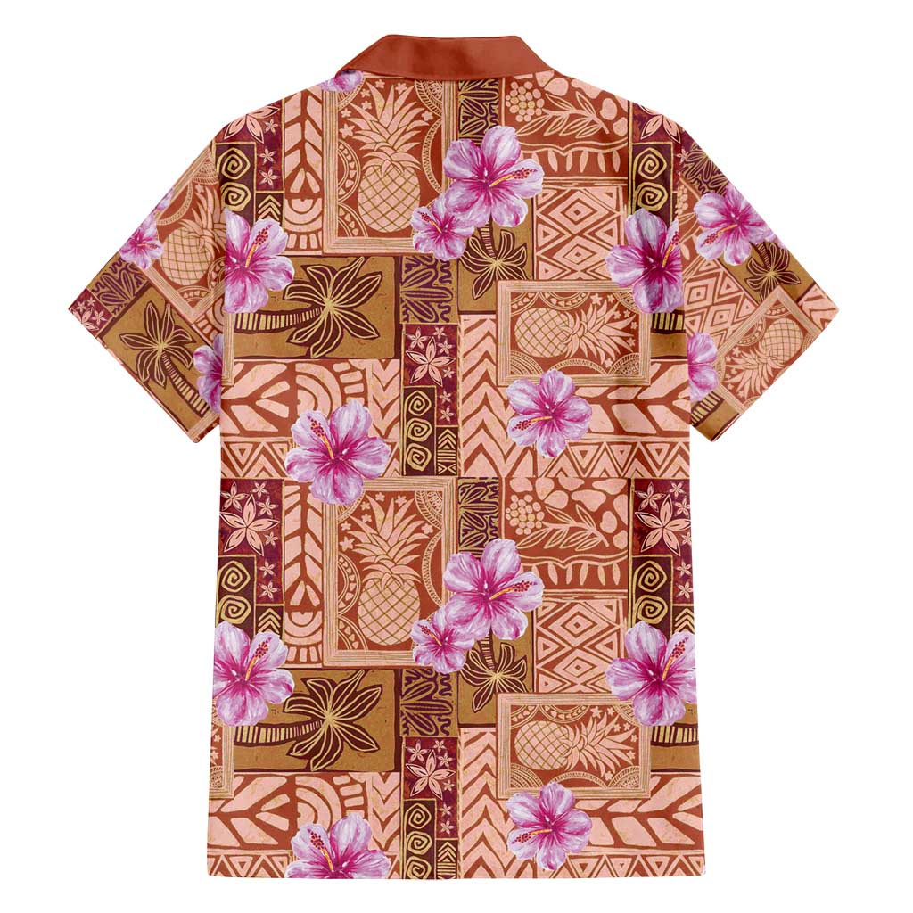 Orange Hawaii Hibiscus With Tropical Flowers Motifs Family Matching Tank Maxi Dress and Hawaiian Shirt LT14 - Polynesian Pride