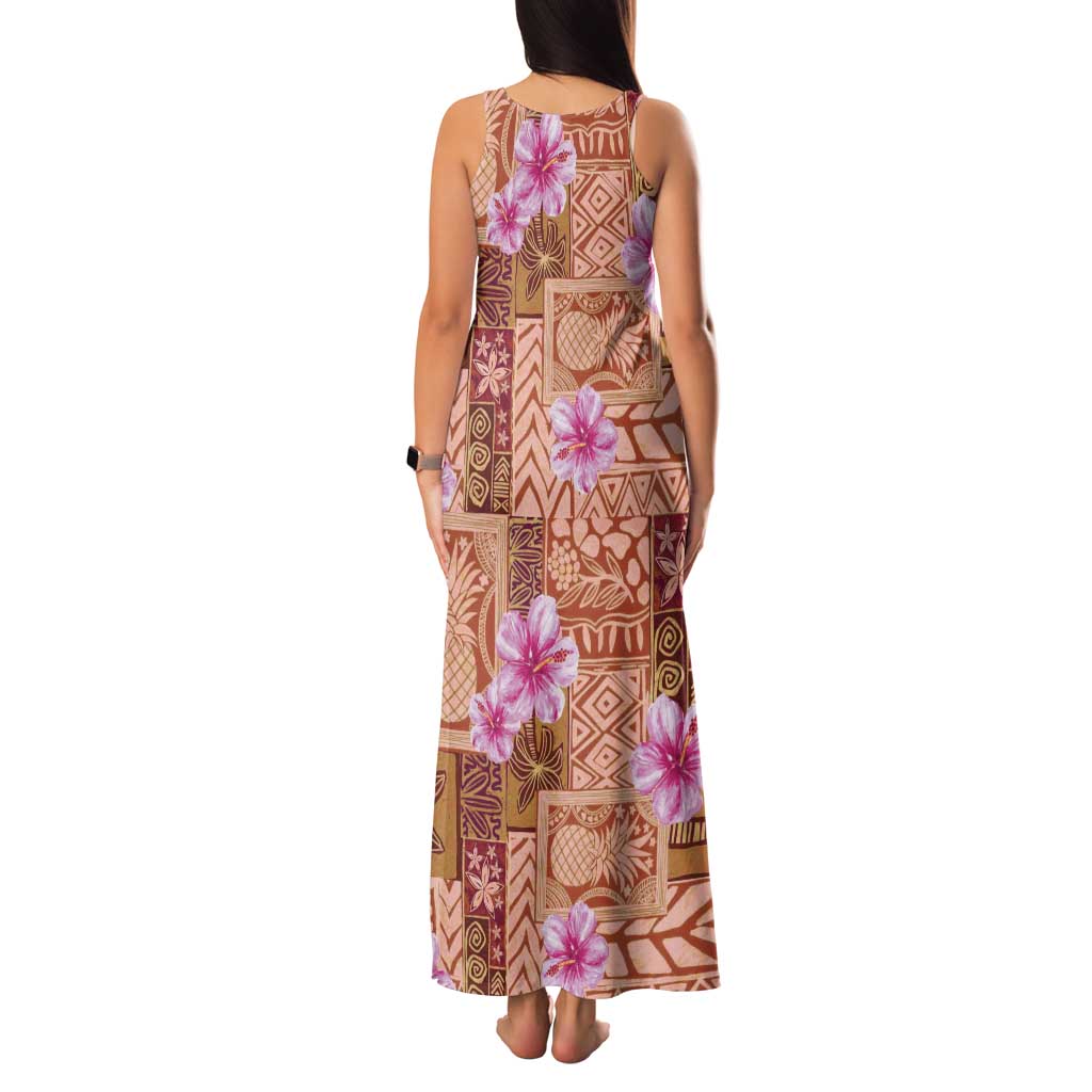Orange Hawaii Hibiscus With Tropical Flowers Motifs Family Matching Tank Maxi Dress and Hawaiian Shirt LT14 - Polynesian Pride