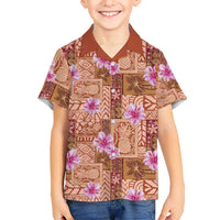 Orange Hawaii Hibiscus With Tropical Flowers Motifs Hawaiian Shirt - Polynesian Pride