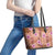 Orange Hawaii Hibiscus With Tropical Flowers Motifs Leather Tote Bag - Polynesian Pride