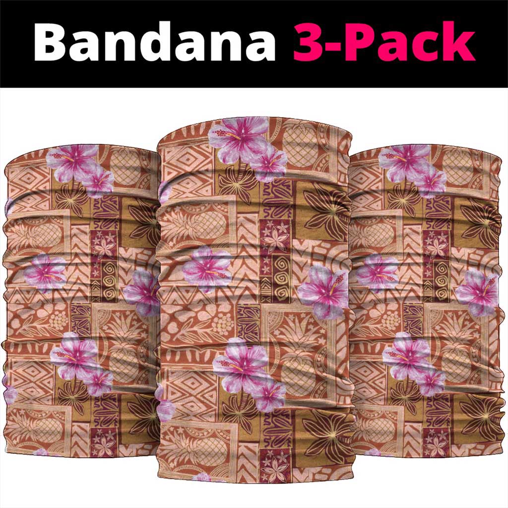 Orange Hawaii Hibiscus With Tropical Flowers Motifs Neck Gaiter - Polynesian Pride