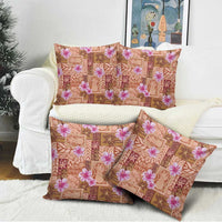 Orange Hawaii Hibiscus With Tropical Flowers Motifs Pillow Cover - Polynesian Pride
