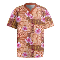 Orange Hawaii Hibiscus With Tropical Flowers Motifs Rugby Jersey LT14 Orange - Polynesian Pride