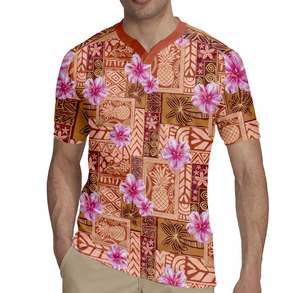 Orange Hawaii Hibiscus With Tropical Flowers Motifs Rugby Jersey LT14 - Polynesian Pride