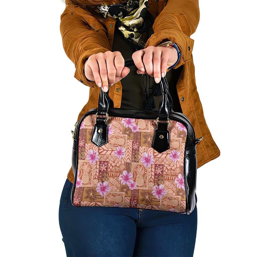 Orange Hawaii Hibiscus With Tropical Flowers Motifs Shoulder Handbag - Polynesian Pride