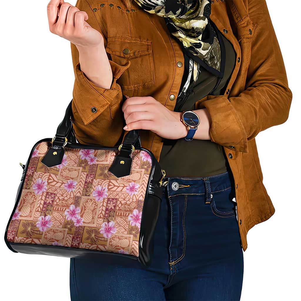 Orange Hawaii Hibiscus With Tropical Flowers Motifs Shoulder Handbag - Polynesian Pride