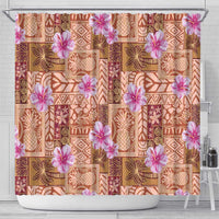 Orange Hawaii Hibiscus With Tropical Flowers Motifs Shower Curtain LT14 - Polynesian Pride