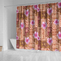 Orange Hawaii Hibiscus With Tropical Flowers Motifs Shower Curtain LT14 - Polynesian Pride