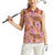 Orange Hawaii Hibiscus With Tropical Flowers Motifs Women Sleeveless Polo Shirt - Polynesian Pride