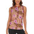 Orange Hawaii Hibiscus With Tropical Flowers Motifs Women Sleeveless Polo Shirt - Polynesian Pride