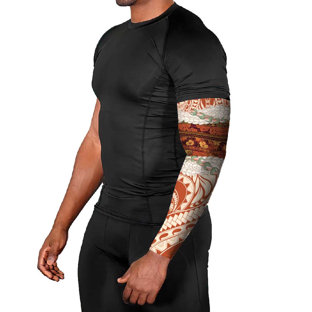Aloha Hawaii Mikioi Lei Arm Sleeves Beige Tropical Flower Pattern - Polynesian Pride