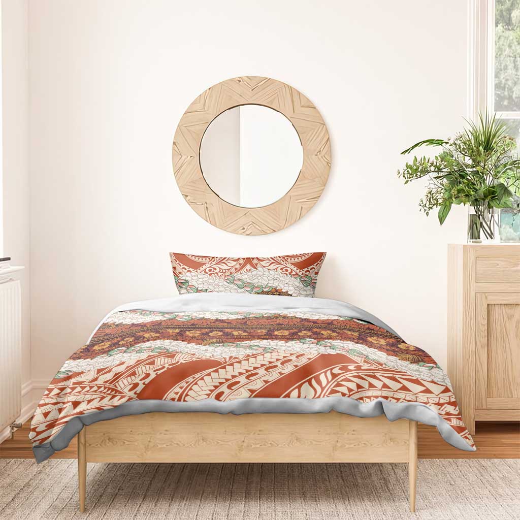 Aloha Hawaii Mikioi Lei Bedding Set Beige Tropical Flower Pattern - Polynesian Pride