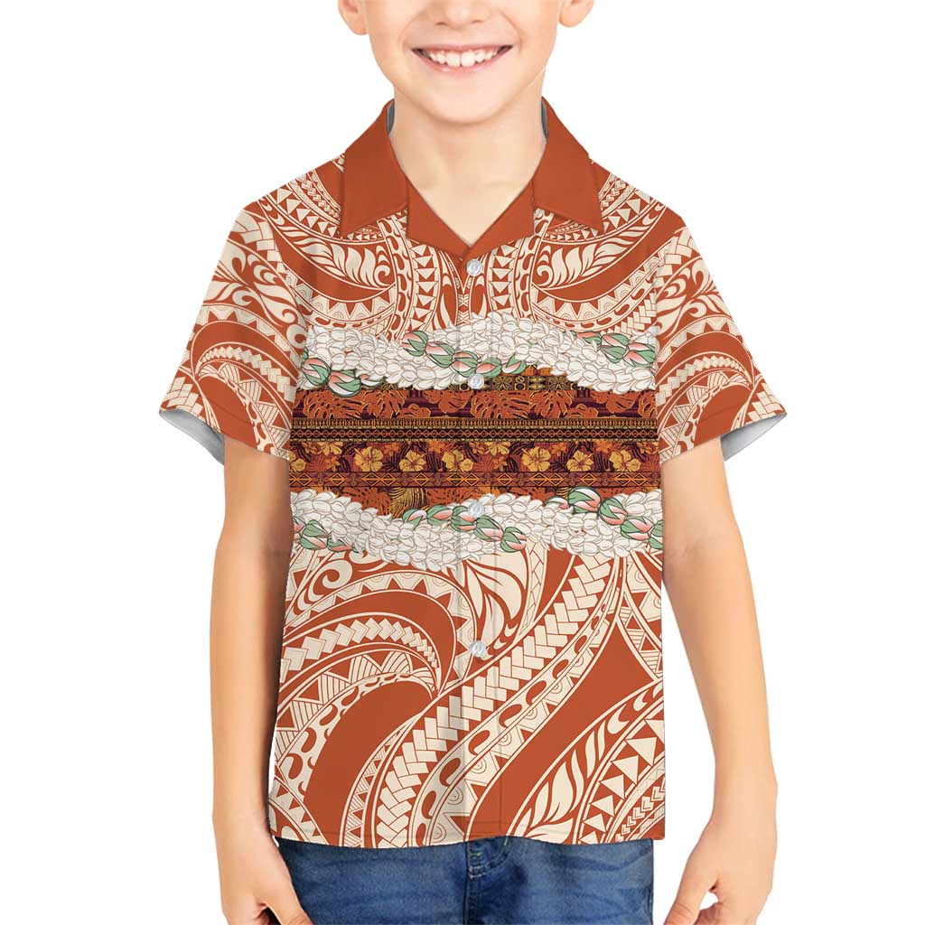 Aloha Hawaii Mikioi Lei Family Matching Long Sleeve Bodycon Dress and Hawaiian Shirt Beige Tropical Flower Pattern LT14 Son's Shirt Beige - Polynesian Pride