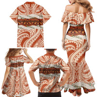 Aloha Hawaii Mikioi Lei Family Matching Mermaid Dress and Hawaiian Shirt Beige Tropical Flower Pattern LT14 - Polynesian Pride
