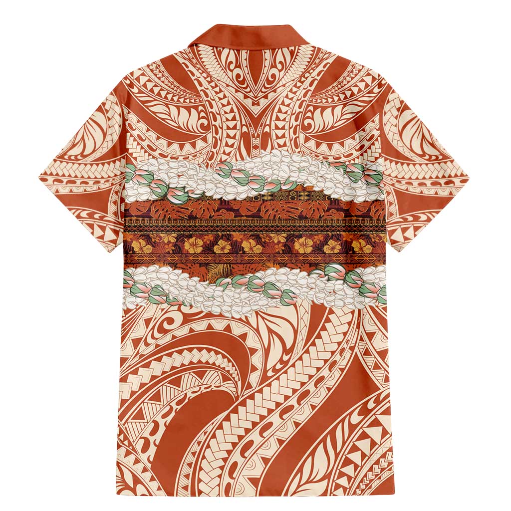 Aloha Hawaii Mikioi Lei Family Matching Mermaid Dress and Hawaiian Shirt Beige Tropical Flower Pattern LT14 - Polynesian Pride